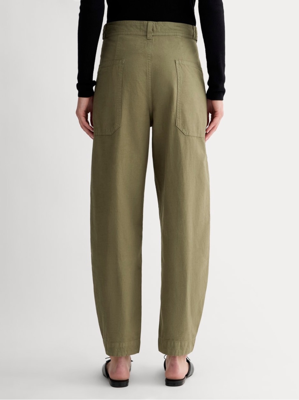 NWT EVERLANE The Fatigue Barrel Pant Kalamata Olive Green Cotton Linen Blend 6 - Picture 2 of 13